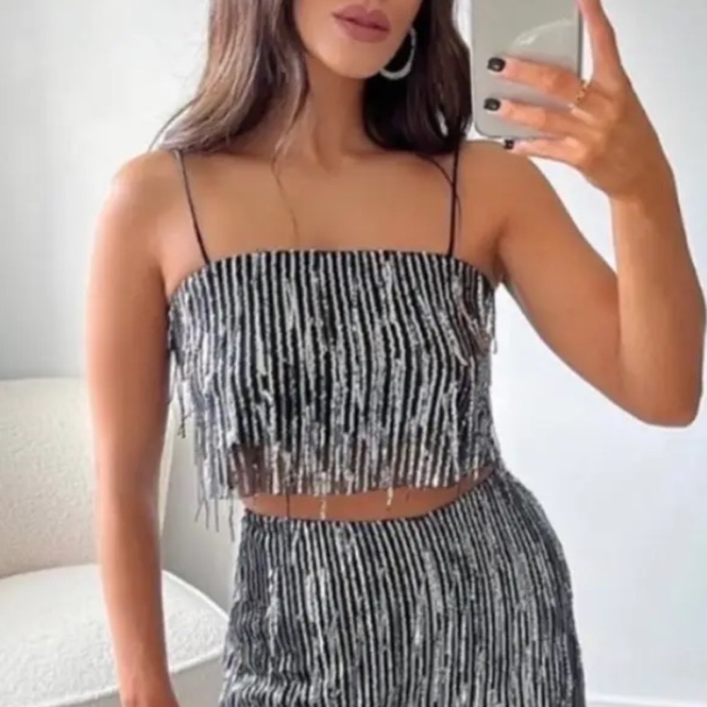 Zara sequin sparkly crop top - S